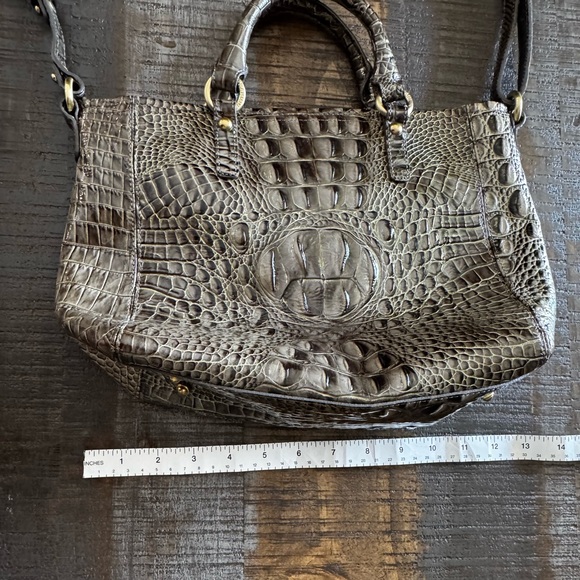 Brahmin Crossbody with Handles Crocodile Pattern Brown Green - Picture 3 of 11
